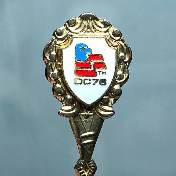 DC 76 Souvenir Spoon 4.5" Gold Tone Enamel Insert Vintage Collectible M.I. Japan - Picture 6 of 9